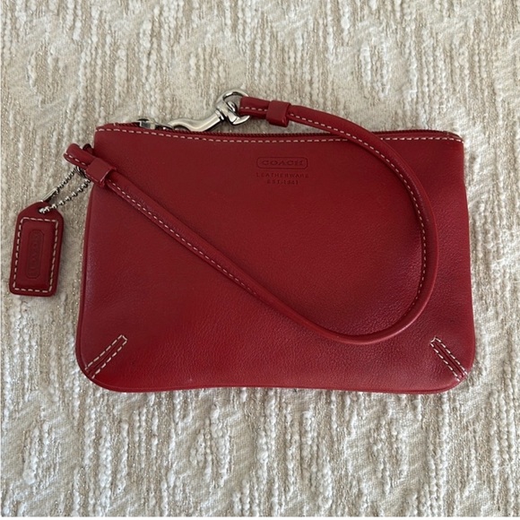 Coach Handbags - Coach Cherry Red Leather Wristlet